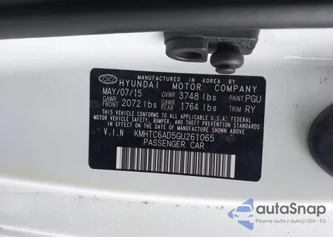 2016 Hyundai Veloster z USA, uszkodzony, nr VIN KMHTC6AD5GU261065